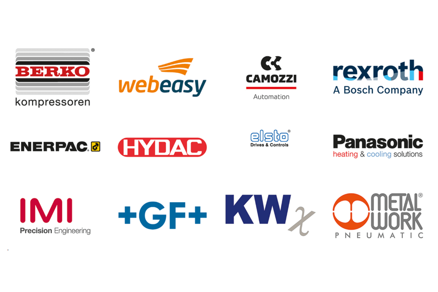 ROVC-gouden participanten: Berko, Webeasy, Camozzi, Rexroth, Enerpac, Hydac, Elsto, Panasonic, Imi, GF, KWx en Metalwork.